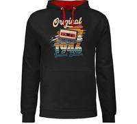 Pullover Herren Frauen Hoodie Kontrast zweifarbig - 80. Geburtstag - Original 1946 Limited Edition Kassette - Geburtstagsgeschenk Retro Outfit - XL - Schwarz/Rot - 80.geburtstag 80 80er 80igsten