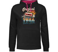 Pullover Herren Frauen Hoodie Kontrast zweifarbig - 80. Geburtstag - Original 1946 Limited Edition Kassette - Geburtstagsgeschenk Retro Outfit - XXL - Schwarz/Fuchsia - 80.geburtstag 80 80er