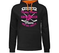 Pullover Herren Frauen Hoodie Kontrast zweifarbig - Damen - Ich bin eine Hockey Mama - wie eine normale Mama nur viel cooler - weiß/fuchsia - L - Schwarz/Orange - mum mom pulli mütter hoody