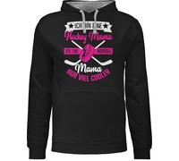 Pullover Herren Frauen Hoodie Kontrast zweifarbig - Damen - Ich bin eine Hockey Mama - wie eine normale Mama nur viel cooler - weiß/fuchsia - XL - Schwarz/Grau meliert - mum mom pulli mütter hoody