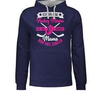 Pullover Herren Frauen Hoodie Kontrast zweifarbig - Damen - Ich bin eine Hockey Mama - wie eine normale Mama nur viel cooler - weiß/fuchsia - XS - Navy Blau/Grau meliert - mum mom pulli mütter