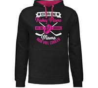 Pullover Herren Frauen Hoodie Kontrast zweifarbig - Damen - Ich bin eine Hockey Mama - wie eine normale Mama nur viel cooler - weiß/fuchsia - M - Schwarz/Fuchsia - mum mom pulli mütter hoody