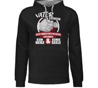 Pullover Herren Frauen Hoodie Kontrast zweifarbig - Sprüche Statement mit Spruch - Vater & Tochter Immer ein Herz & eine Seele - weiß/rot - XXL - Schwarz/Grau meliert - papa und pulli sprueche