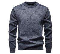 Pullover Herren, Herren Strickpullover Slim Fit Winterpullover - Herrenpullover mit Fleecefutter Dick und Warm Gestreiftes Lässig Bequem und Weich für Kaltes Wetter (Grey L)