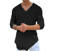 Pullover Herren Langarm,Sweatshirt ohne Kapuze-Langarmshirt Herren V Ausschnitt Einfarbig Stylischer Schmale Passform Sportshirt Herren Lässig Locker Top Oberteile für Männer