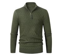 Pullover Herren, Rollkragen Pullover mit Reissverschluss Herren Strick Langarm Grosse Grössen Casual Herren Sweatshirt Pulli Winter Warm Outdoor Freizeit Einfach Half Zip Feinstrickpullover Herren