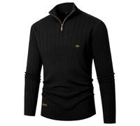 Pullover Herren, Rollkragen Pullover mit Reissverschluss Herren Strick Solid Grosse Grössen Casual Stehkragen Pullover Herren Winter Warm Soft Einfach Bequem Half Zip Feinstrickpullover Herren