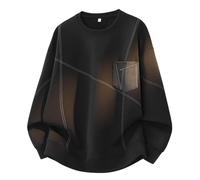 Pullover Herren Sweatshirt Herrenpullover Strickpullover Weihnachts Arbeitspullover Strukturiertes Strick-Sweatshirt mit Rundhalsausschnitt Brusttasche. Weicher, bequemer Pullover für den lässigen