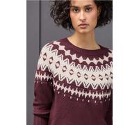 Rundhalspullover STREET ONE, Damen, Gr. 36, wildberry rot, Web, 37% Baumwolle, 34% Polyacryl, 26% Polyester, 3% Elasthan, gemustert, normal normal, Rundhals, Rippbündchen, Pullover Rundhalspullover, a