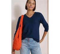 Cecil Pullover NOS 2-Tone V-Neck 100% Baumwolle V-Ausschnitt Blau Gr. M