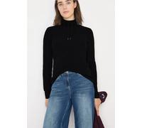 Stehkragenpullover CECIL, Damen, Gr. XXL (46), schwarz, Stoff, 50% Viskose, 28% Polyester, 22% Nylon, unifarben, normal normal, hoch geschlossener Ausschnitt, Bündchen, Pullover Stehkragenpullover, mi