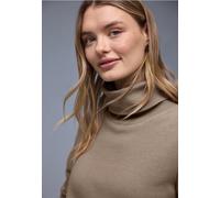 Sweater STREET ONE, Damen, Gr. 42, light terra mocha, Sweatware, Obermaterial: 85% Baumwolle, 15% Polyester, unifarben, normal hüftbedeckend, Rundhals, Bündchen, Sweatshirts Sweater, mit Stehkragen (1
