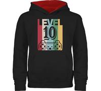 Pullover Kinder Hoodie Jungen Mädchen - 10. Geburtstag - Gaming LEVEL Zehn - 128 (7/8 Jahre) - Schwarz/Rot - 10 jahre junge 10.geburtstag complete kinderpullover 10th birthday pulli 10.jahre hoody