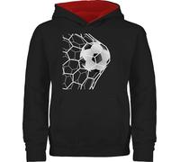 Pullover Kinder Hoodie Jungen Mädchen - Fußballgeschenk Torschuss | Fussball Fanartikel Fußballfans coole Fußball Fan Geschenke - 152 (12/13 Jahre) - Schwarz/Rot - fussballer pulli fußballer
