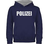 Pullover Kinder Hoodie Jungen Mädchen - Karneval & Fasching - Polizei I Polizeiuniform I Polizist I Polizeikostüm I SEK Polizistin I Police I SWAT - 116 (5/6 Jahre) - Navy Blau/Grau meliert