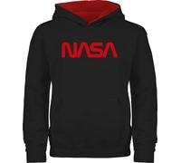 Pullover Kinder Hoodie Jungen Mädchen - Trend Kinderkleidung und Co - Nasa - Raumfahrt Astronaut Mondlandung Weltraum - 152 (12/13 Jahre) - Schwarz/Rot - logo kind space x kapuzenpulli mit hudis