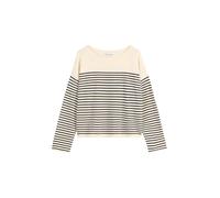 Strickpullover MARC O'POLO, Damen, Gr. L, sanftes weiß, Strick, Obermaterial: 100% Baumwolle, normal, U-Boot-Ausschnitt, Bündchen, Pullover Strickpullover, geringelt, U-Boot-Ausschnitt (78212844-L) sa