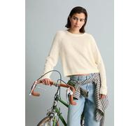 Strickpullover MARC O'POLO DENIM "aus weichem Organic Cotton-Mix", Damen, Gr. XL, creamy weiß, Obermaterial: 82% Baumwolle, 18% Polyamid, unifarben, Rundhals, Pullover Strickpullover (33319944-XL) cre