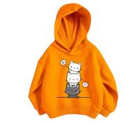 Pullover Mädchen Hoodie Niedlicher Katzen-Druck Lässig Locker Kapuzenpullover Frühling Herbst Langarm Pullover Sweatshirt mit Kapuzen Langarmshirt Oberteile für 3-12 Jahre (Z1-Gold, 9-10 Years)