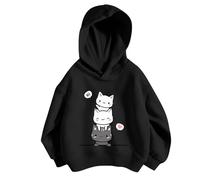 Pullover Mädchen Hoodie Niedlicher Katzen-Druck Lässig Locker Kapuzenpullover Frühling Herbst Langarm Pullover Sweatshirt mit Kapuzen Langarmshirt Oberteile für 3-12 Jahre (Z1-Dark Gray, 9-10 Years)