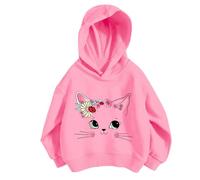 Pullover Mädchen Hoodie Niedlicher Katzen-Druck Lässig Locker Kapuzenpullover Frühling Herbst Langarm Pullover Sweatshirt mit Kapuzen Langarmshirt Oberteile für 3-12 Jahre
