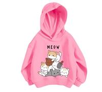 Pullover Mädchen Hoodie Niedlicher Katzen-Druck Lässig Locker Kapuzenpullover Frühling Herbst Langarm Pullover Sweatshirt mit Kapuzen Langarmshirt Oberteile für 3-12 Jahre (11-12 Years)