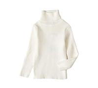 Pullover Mädchen Langärmliger Einfarbig Tailliert Gestrickter Rollkragenpullover Für Kinder In Bonbonfarben Rollkragenshirt Jungen Turtleneck Kinder Baby Weihnachtsoutfit (White, 2-3 Years)