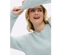 Rundhalspullover SHEEGO "Pullover", Damen, Gr. 40/42, mint, 96% Polyester, 4% metallisierte Fasern, unifarben, Pullover Rundhalspullover (23746238-40) mint