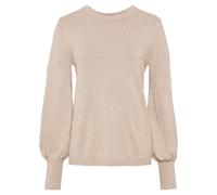 Strickpullover BONPRIX, Damen, Gr. 44/46 (L), beige (beige meliert), Feinstrick, Obermaterial: 70% Viskose, 30% Polyamid, unifarben, bequem hüftlang, Rundhals, weit extrabreites Bündchen, Pullover Str