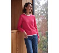 Strickpullover CECIL, Damen, Gr. M (40), pink (cosy coral melange), Web, 37% Baumwolle, 34% Polyacryl, 26% Polyester, 3% Elasthan, unifarben, normal normal, U-Boot-Ausschnitt, Rippbündchen, Pullover S