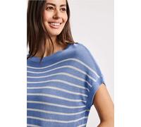 Street One Kurzarmpullover Damen 100% Viskose gestreift U-Boot-Ausschnitt Gr. 42 drift blau