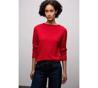 Strickpullover STREET ONE, Damen, Gr. 44, racing rot, Stoff, 30% Polyester, 27% Polyacryl, 23% Polyamid, 20% Viskose, unifarben, regular fit normal, U-Boot-Ausschnitt, Rollsaum, Pullover Strickpullove