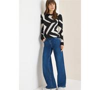 Cecil Damen Pullover mit Grafikmuster in Schwarz, Gr: L