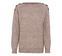 Strickpullover BONPRIX "Pullover mit Knöpfen", Damen, Gr. 36/38 (S), braun (braun meliert), Obermaterial: 100% Polyester, oversize, Pullover Strickpullover, aus Polyester, mit Knopfverzierung, Oversiz