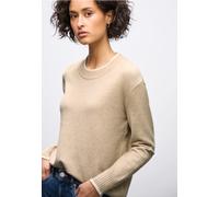 Strickpullover STREET ONE, Damen, Gr. 46, sanded beige meliert, Stoff, 30% Polyester, 29% Polyacryl, 21% Viskose, 20% Nylon, unifarben, regular fit normal, Rundhals, Bündchen, Pullover Strickpullover,