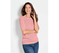 Rundhalspullover GOLDNER "Pullover", Damen, Gr. 48, orange (pfirsich), Obermaterial: 57% Polyacryl PAN. 26% Polyamid PA. 17% Baumwolle CO., gerade, Rippe, Pullover Rundhalspullover, Rippenbündchen (57