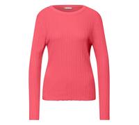 Rundhalspullover STREET ONE, Damen, Gr. 44, striking coral, Stoff, 60% Viskose, 40% Baumwolle, unifarben, normal normal, Rundhals, gerader Abschluss, Pullover Rundhalspullover, im soften Baumwoll-Mix