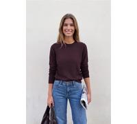 Rundhalspullover STREET ONE STUDIO, Damen, Gr. 40, braun (very berry meliert), Stoff, 60% Viskose, 40% Baumwolle, unifarben, regular fit normal, Rundhals, Bündchen, Pullover Rundhalspullover, aus soft