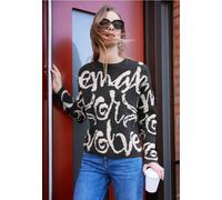 Rundhalspullover STREET ONE STUDIO, Damen, Gr. 40, inked grau meliert, Stoff, 30% Polyester, 29% Polyacryl, 21% Viskose, 20% Nylon, gemustert, normal normal, Rundhals, abgesteppt, Pullover Rundhalspul
