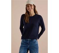 Rundhalspullover CECIL, Damen, Gr. M (40), blau (urban dunkelblau), Feinstrick, 60% Baumwolle, 40% Viskose, unifarben, comfort fit normal, Rundhals, abgesteppt, Pullover Rundhalspullover, aus Feinstri