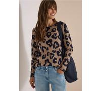 Rundhalspullover CECIL, Damen, Gr. XS (36), creamy mocha melange, Web, 60% Baumwolle, 40% Viskose, normal normal, Rundhals, abgesteppt, Pullover Rundhalspullover, aus softem Materialmix (34837322-XS)