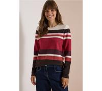 Streifenpullover CECIL, Damen, Gr. XS (36), bunt (rhubarb melange), Feinstrick;Web;Stoff, 37% Baumwolle, 34% Polyacryl, 26% Polyester, 3% Elasthan, gestreift, comfort fit normal, Rundhals, Bündchen, P