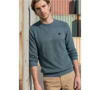 Rundhalspullover STREET ONE MEN, Herren, Gr. S (38), cold blau, Web, 100% Baumwolle, unifarben, normal normal, Rundhals, Rippbündchen, Pullover Rundhalspullover, aus reiner Baumwolle (89482011-S) cold