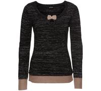 Strickpullover BONPRIX, Damen, Gr. 52/54 (XXL), schwarz (schwarz, taupe, silber metallic), Obermaterial: 94% Polyacryl, 6% metallisierte Fasern, bequem, Pullover Strickpullover, aus Polyacryl und meta