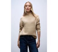 Street One Frauen Pullover mit Strickmuster in Beige, Gr: 42