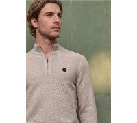 Stehkragenpullover STREET ONE MEN, Herren, Gr. XL (44), beige (antique beige), Web, 100% Baumwolle, unifarben, normal normal, hoch geschlossener Ausschnitt, Rippbündchen, Pullover Stehkragenpullover, 