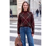 Pullover mit Turtle Neck und Argyle-Muster