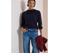Stehkragenpullover CECIL, Damen, Gr. M (40), blau (urban dunkelblau melange), Web, 50% Polyacryl, 50% Baumwolle, unifarben, normal normal, hoch geschlossener Ausschnitt, abgesteppt, Pullover Stehkrage