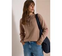 Stehkragenpullover CECIL, Damen, Gr. XL (44), beige (creamy mocha melange), Web, 50% Polyacryl, 50% Baumwolle, unifarben, normal normal, hoch geschlossener Ausschnitt, abgesteppt, Pullover Stehkragenp