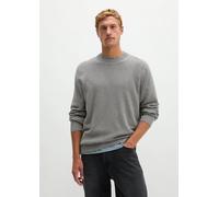 Rundhalspullover MARC O'POLO "mit smarter Querrippe", Herren, Gr. M, grau (cloudy grau melange), Obermaterial: 100% Baumwolle, unifarben, Pullover Rundhalspullover (44318559-M) cloudy grau melange